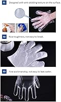 Vista 4 de Lebonheurs - Guantes de plástico desechables, 200 unidades, guantes de mano de plástico para cocina, limpieza, seguridad, manipulación de alimentos
