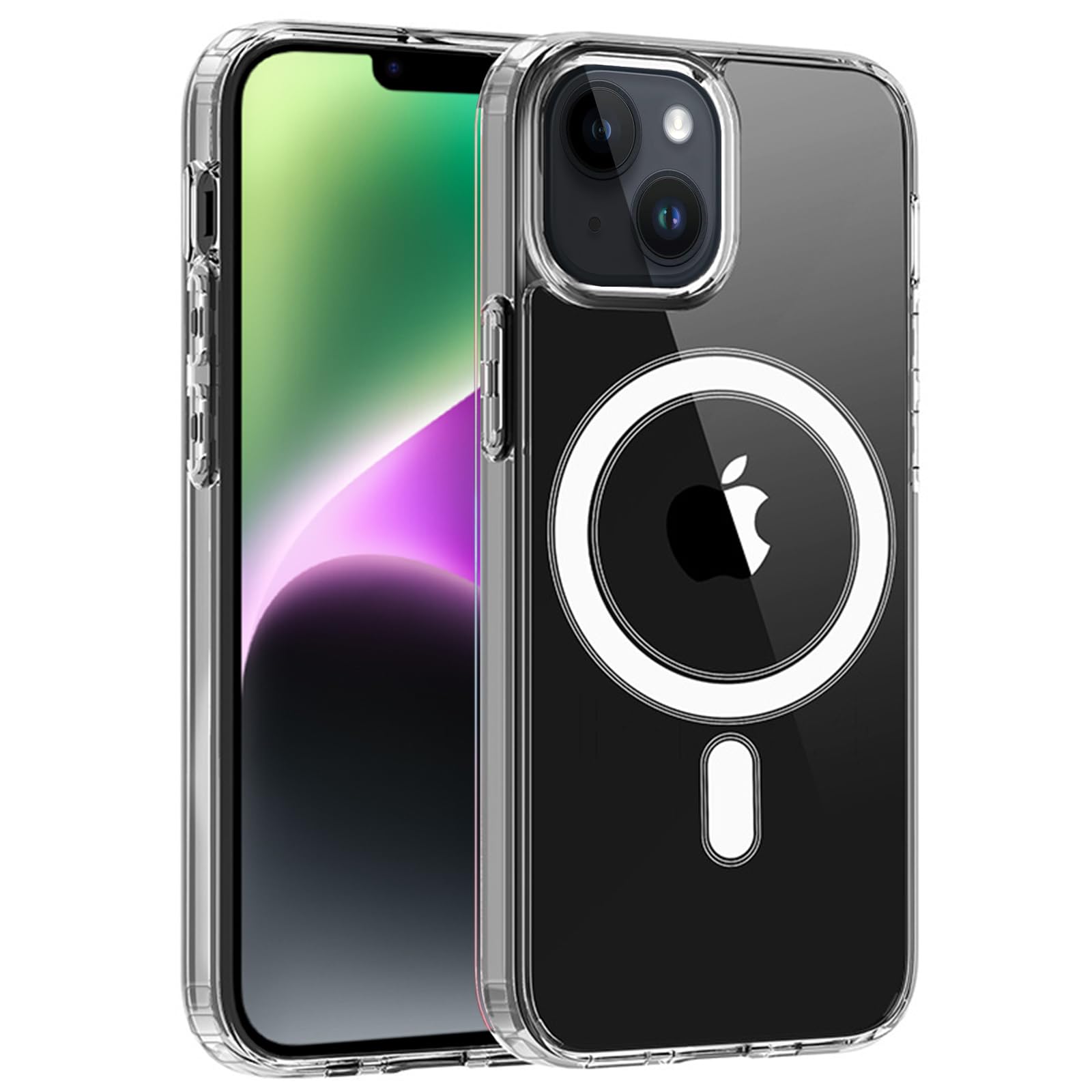 S. Tedazo Magnetic Clear for iPhone 14 Plus Case, Compatible with Magsafe Wireless Charging, Anti-Yellow Shockproof and Military Drop Protection,