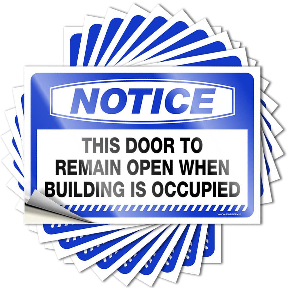 Notice This Door to Remain Open When Building is Occupied Pool Decorations Outdoor Beer DIY | Spring Funny Sticker Wall Removable Vinyl Sticker Decal(12X18CM)