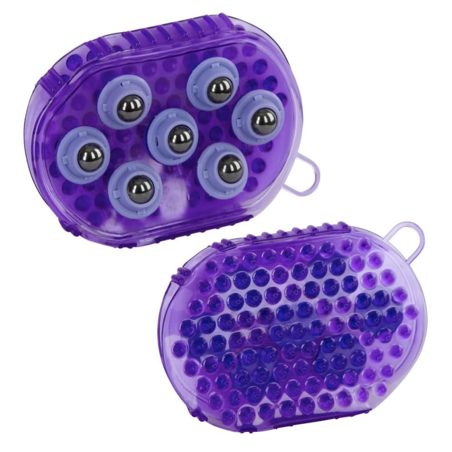 Horse & Pony Grooming Mitt, Dual Sided Massage & Curry Comb Glove, Horse Hair Brush Cleaning and Massager (Purple)