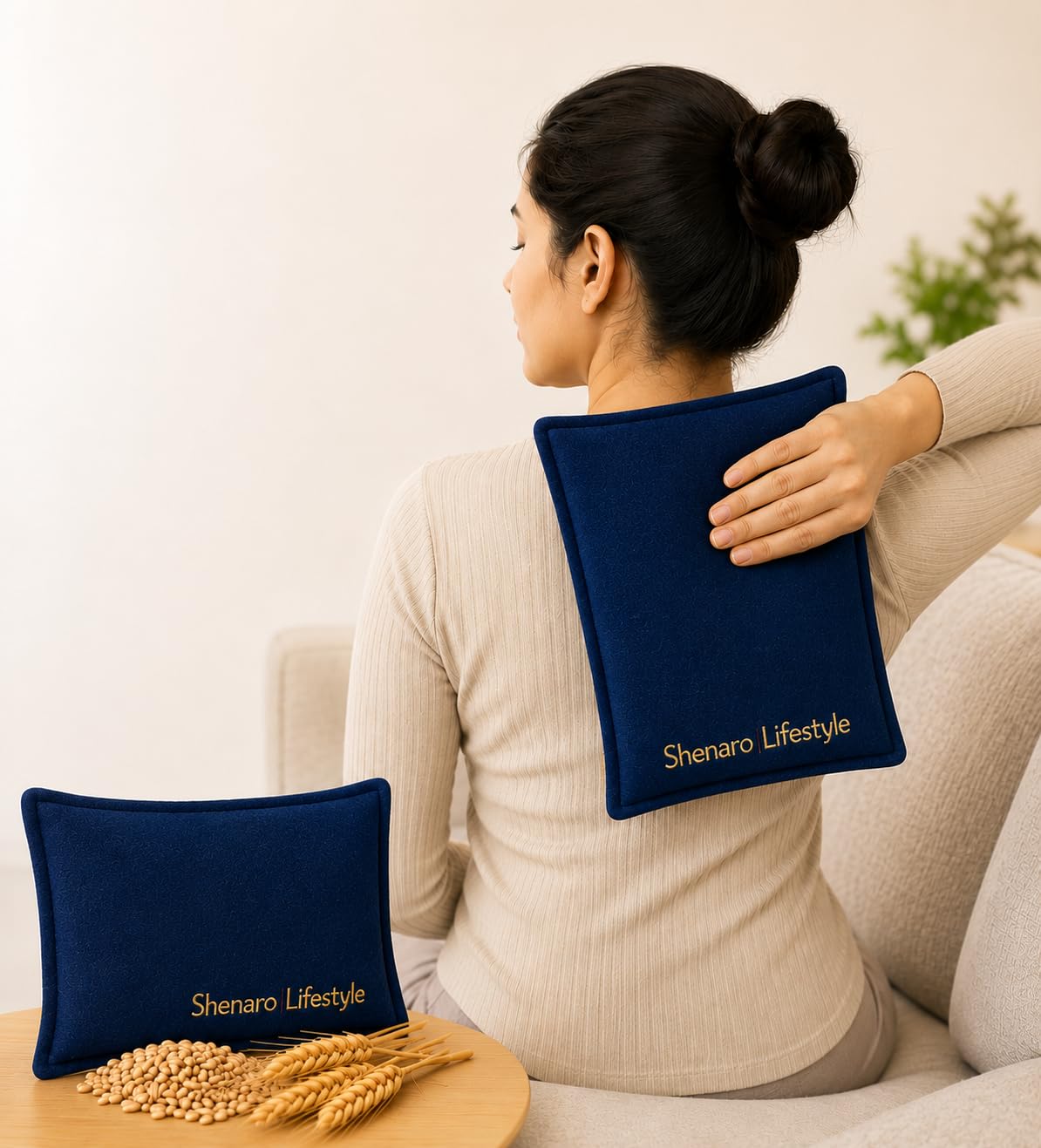 Shenaro Lifestyle's Hot & Cold Velvet Wheatty Bag Whole Grains & Lavender Relief from Muscle Spasm, Joint, Back, Shoulder, Neck Pain & Swelling (Royal Blue)-image-16