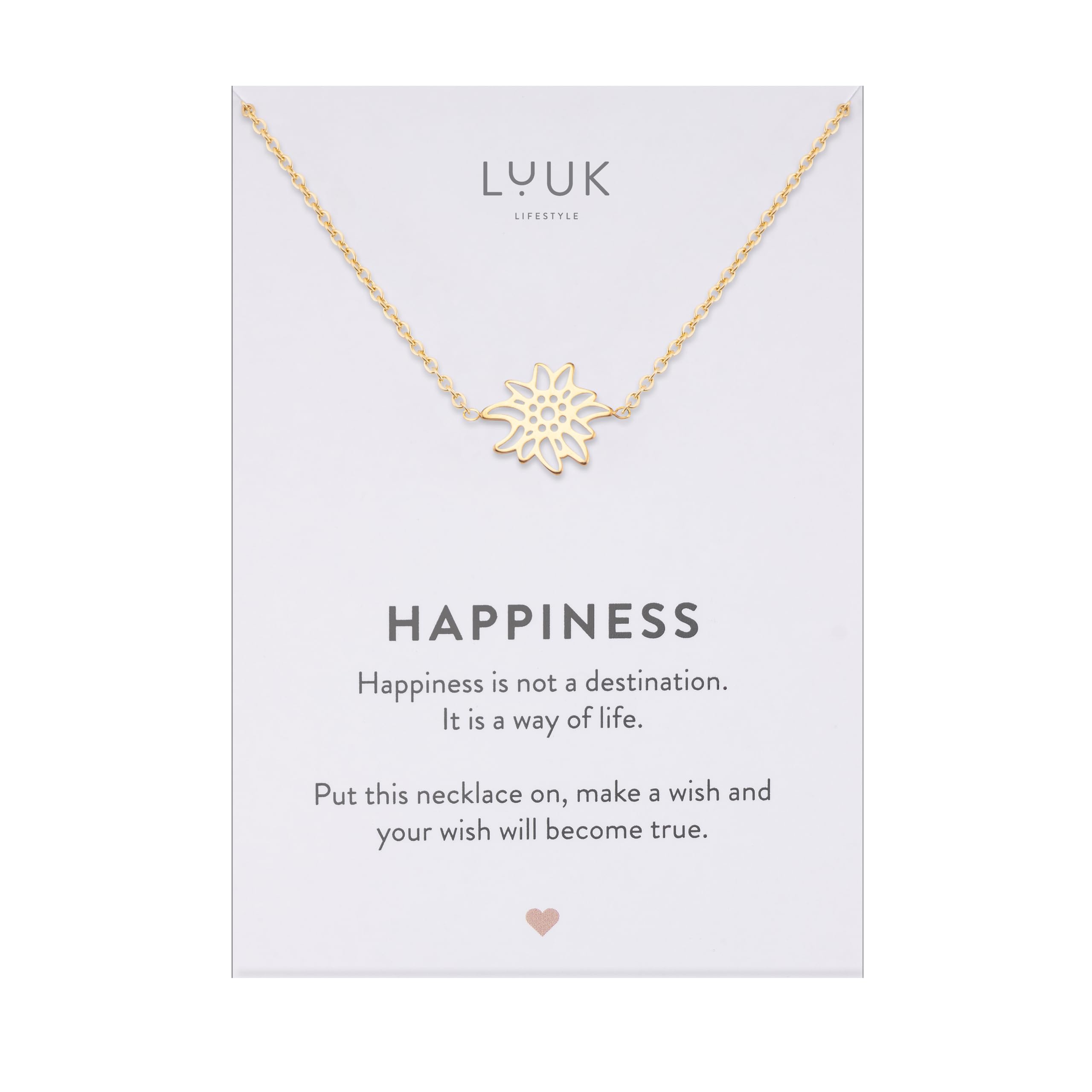 LUUK LIFESTYLE Collane femminili in acciaio inossidabile con fini ciondoli portafortuna, dedica HAPPINESS, regalo, argento, oro, oro rosa