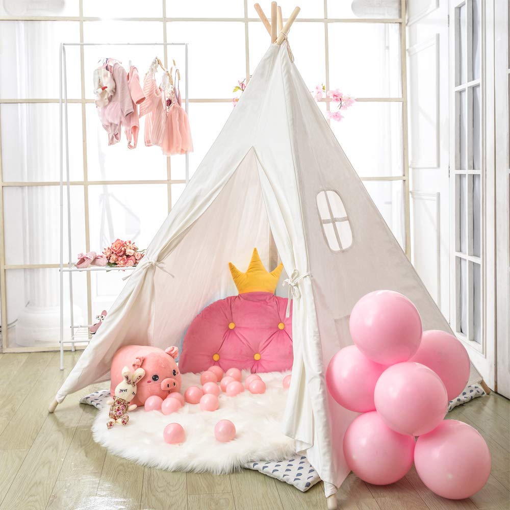 Wilhunter Kids Teepee Tent Indoor with Star Lights, Gift for Boys & Girls, Toys for Toddler, Kids Playhouse for Indoor Decor Party Games