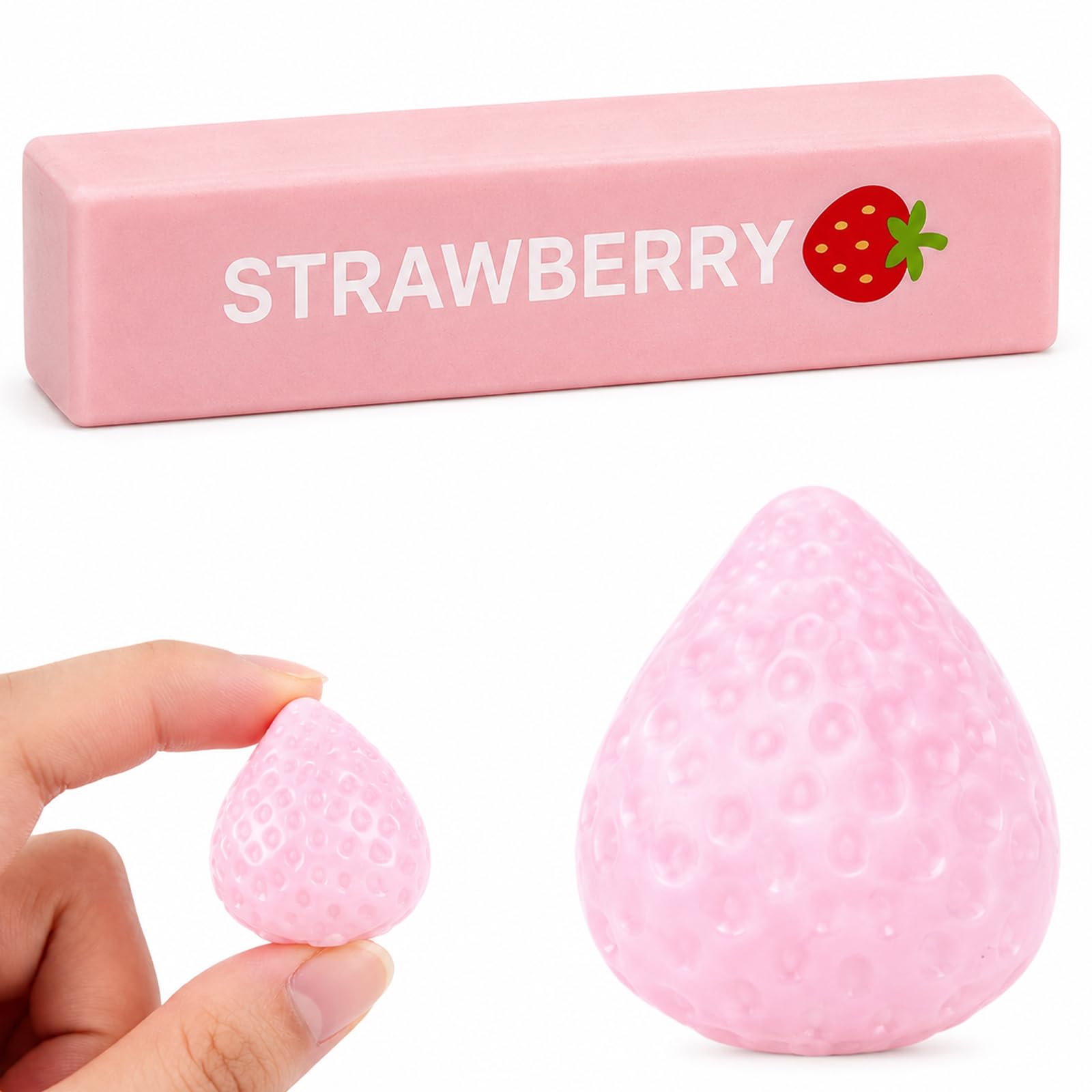 1 PCS Pink Strawberry Pinch and Pink Strawberry Butter Pinch Set, Strawberry Squishy Butter Squishy Set, Party Bag Fillers, Return Gifts for Birthday Party
