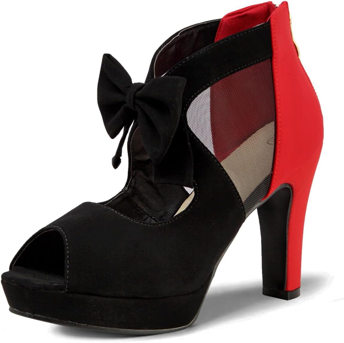 black and red jordan heels