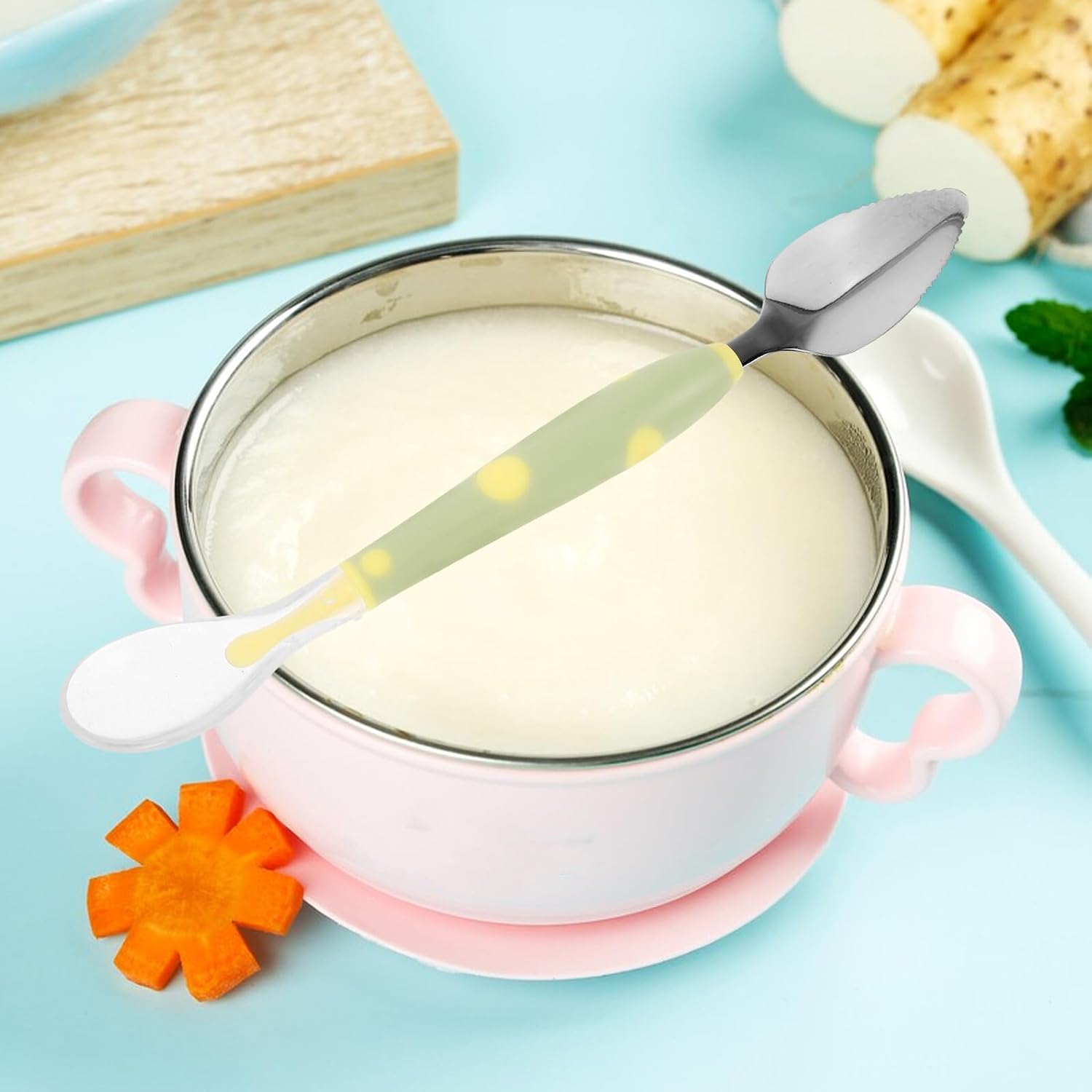 Silicone Supplementary Food Spoon for Food-grade Safe Dual-head Fruit Puree Scraper Lightweight Practical Tableware Accessory Style Portable for Feeding
