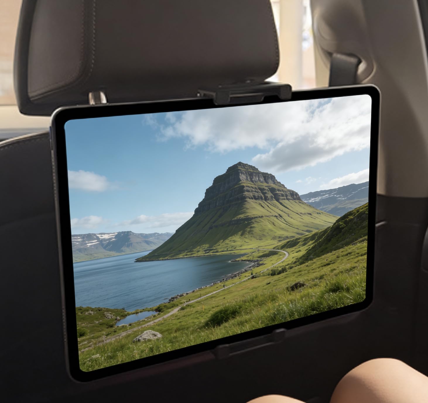 Auto Rücksitz Halterung Kompatibel mit BMW X3 X5 X6 G05 G06 G45 G60 G61 G70 i20, Universelle Tablethalterung mit Verstellbarer Federklemme & 360° Drehung, Schwarz