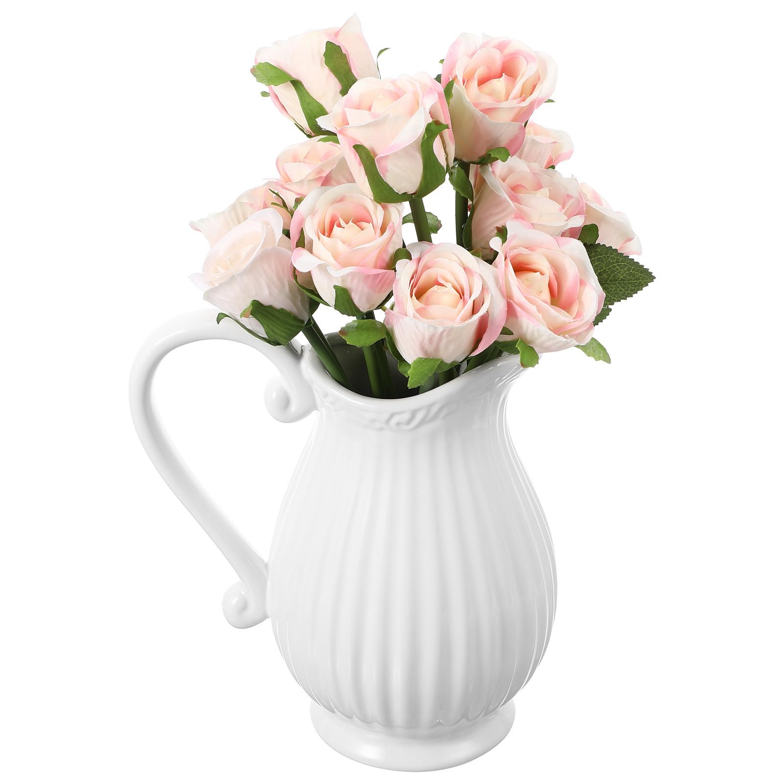Jarrón Blanco de Porcelana en Forma de Jarra, decoración para Flores y arreglos Secos, Pieza única para Mesa y hogar, Estilo nórdico, diseño Compacto