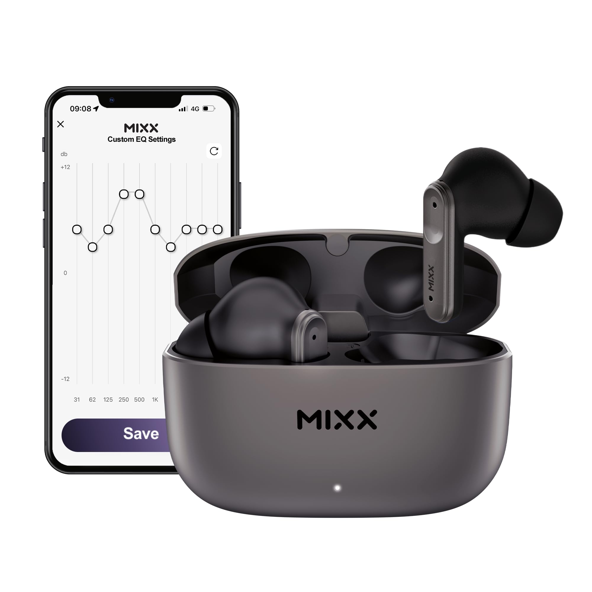 Mixx audio - Bezprzewodowe słuchawki Streambuds Custom 3 Black