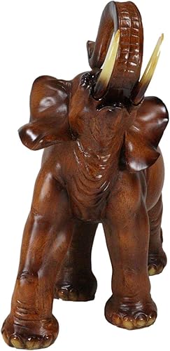 Miniatura 4 de Ebros Gift Elefante de Buda tailandés de madera de caoba sintética auspiciosa con tronco arriba, estatua de 14.25 pulgadas de largo Fengshui Vastu