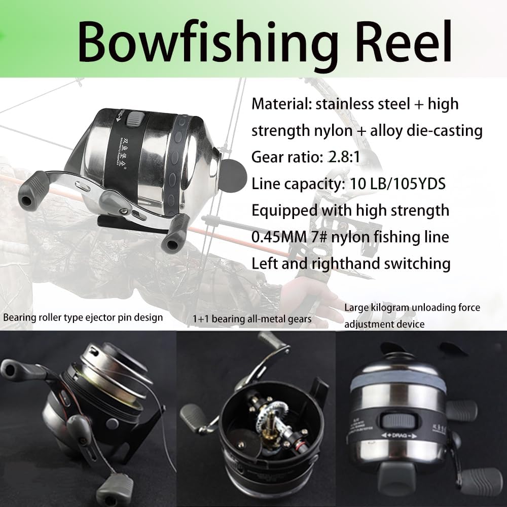 Bowfishing Compound Bow Kit, Bow Fishing Combo kit with Bowfishing Reel, Fishing Arrow, Draw Weight 20-70 Lbs RH&LH for Hunting