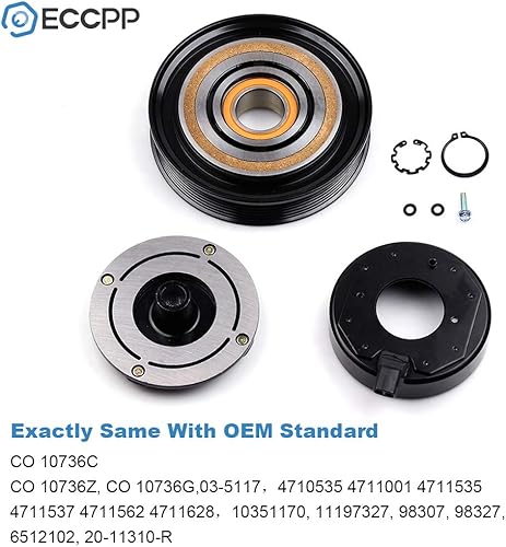 Vista 29 de ECCPP Embrague del compresor del A/C 1997-2001 apto para Ford E-150 E-250 E-350 E-450 AC Compresor Embrague Kit de Ensamblaje de Embrague Conjunto
