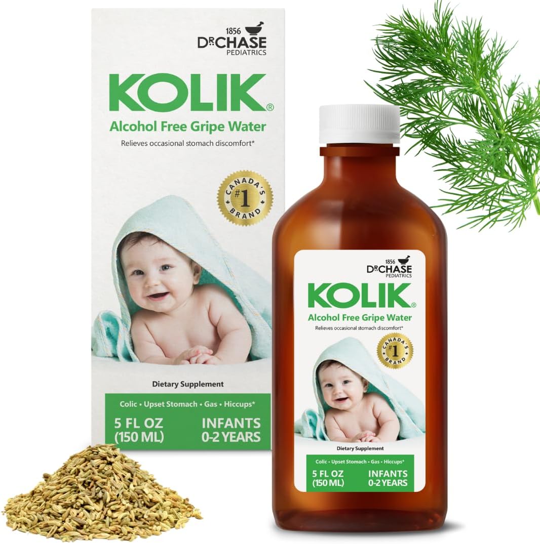 - KOLIK Gripe Water Alcohol-Free - Baby’s Colic Relief - Gripe Water for Babies & Infants - Baby Gas Relief for Cramps, Stomach Discomfort & Hiccups - Newborn Essentials - 150ml (5 fl. oz.)