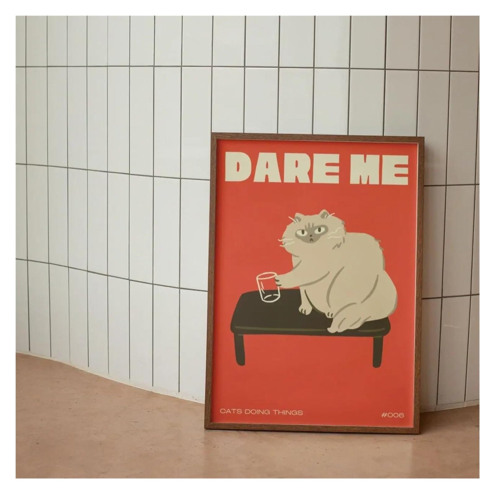 Affiche d'animal drôle chat noir sur toile sans cadre illustration moderne pop art 40x60cm