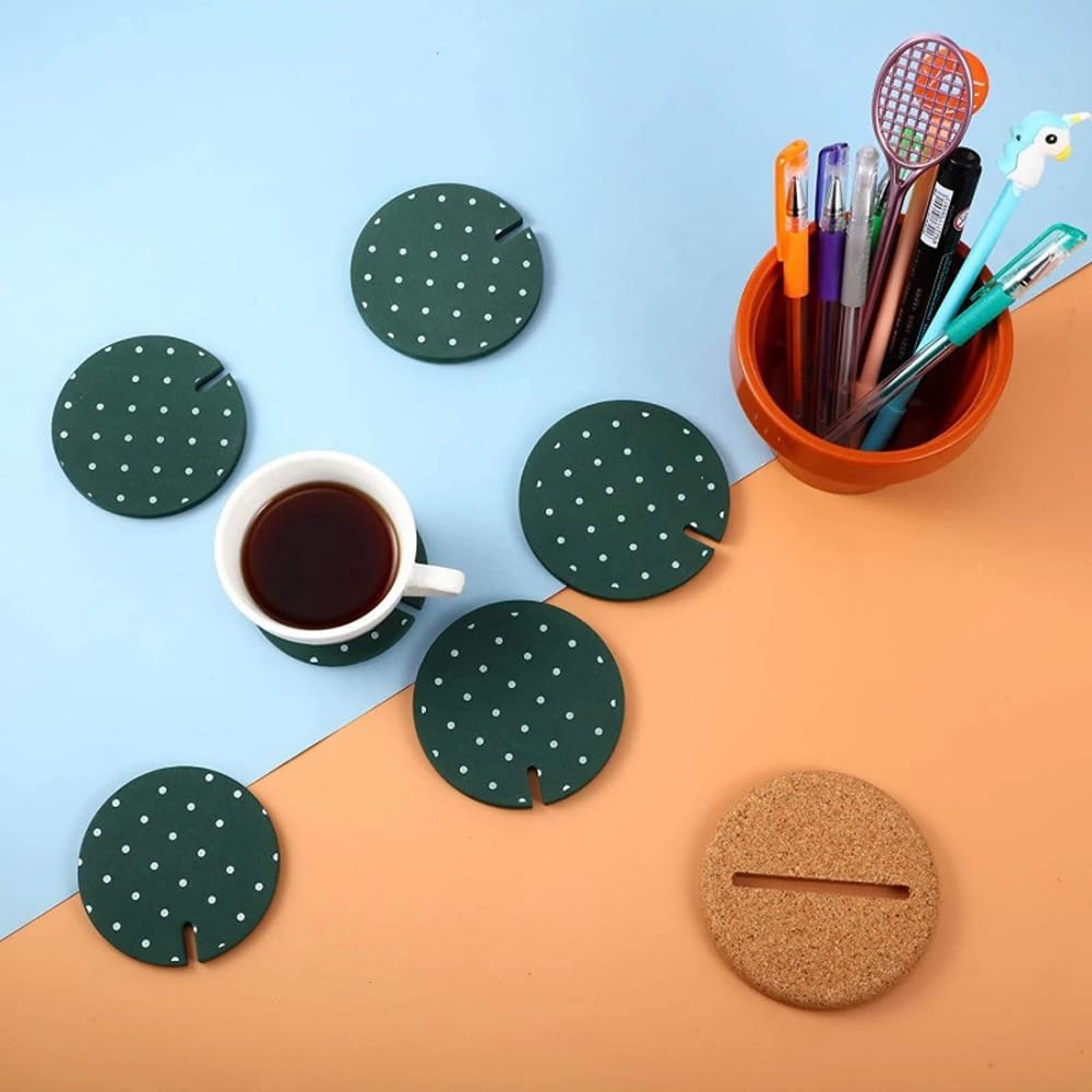 Sottobicchieri Divertenti, novità Cactus con sottobicchieri portavaso, Set di 6 Pezzi dal Design Creativo a Forma di Cactus per l'Arredamento di casa e Ufficio (Verde con Punto)
