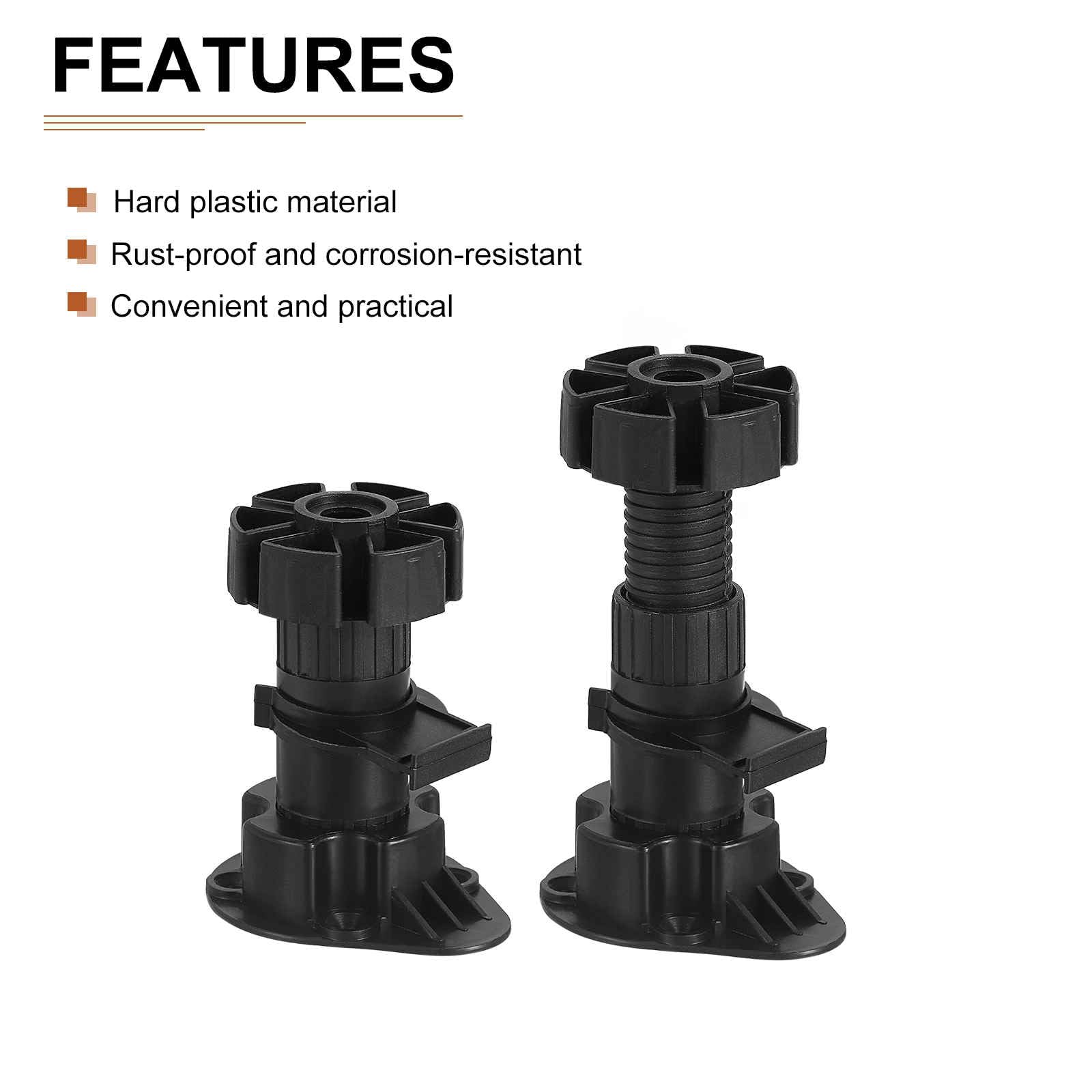 DTGN 80x46mm(LxW) Adjustable Leveling Feet - 4Pack- Good for Furniture - Leveler Support Frame Replacement Legs - Black - Image 3