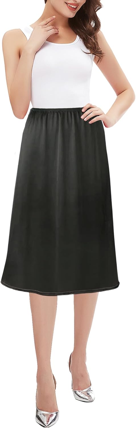 Girstunm 2 Pcs Women's Half Slips for Under Dresses Satin Skirt Extenders Anti-Static Petticoat Cosplay Underskirt - Image 4