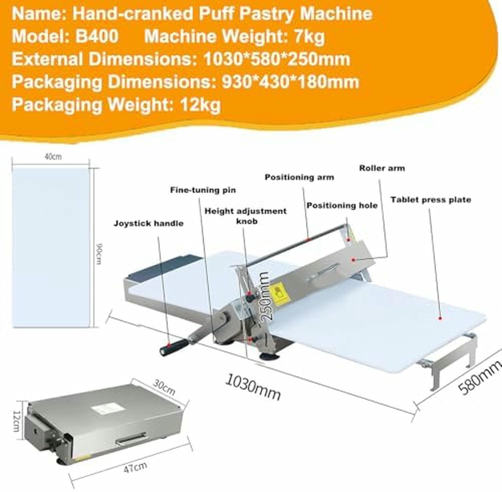 Machine À Rouler La Pâte Réglable, Plastifieuse Et Trancheuse À Croissants, Parfaite Pour Le Fondant, La Pizza, La Pâte Feuilletée – Contrôle Compact De L'épaisseur Pour La Cuisson À Domicile ~/