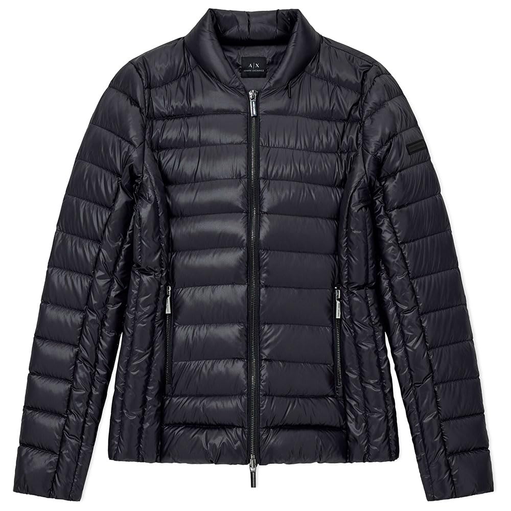 Armani Exchange Damen Padded Side Logo Patch Adjustable Collar Jacket, Schwarz, S EU