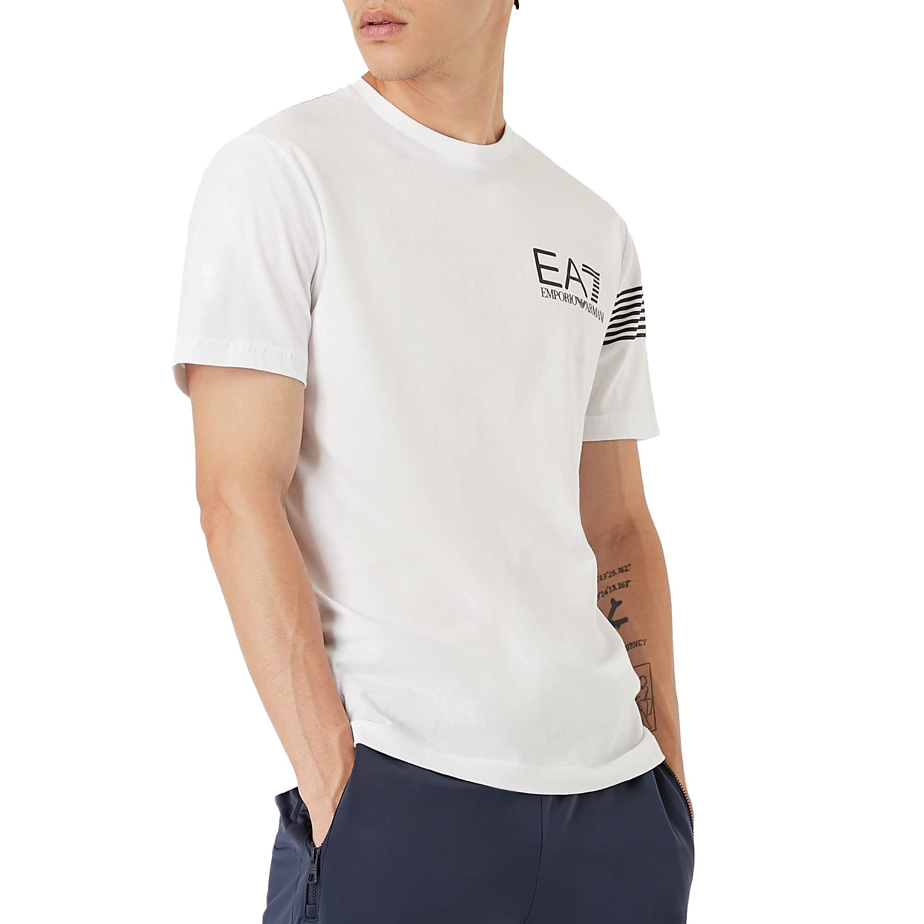 Emporio Armani Maglietta T-Shirt Uomo EA7 6KPT03 PJ3BZ1, Manica Corta, Girocollo, Veste Regolare (Bianco, M)