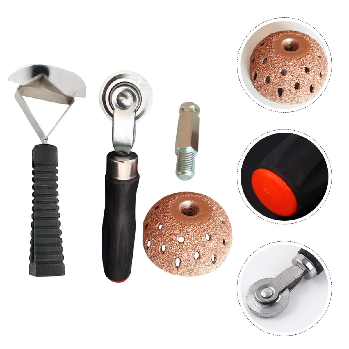 ERINGOGO Kit Riparazione Gomme Auto per Uso Personale e Riparazioni Compatto Rullo per Pneumatici Nero, Testa Abrasiva a Forma di Ciotola e Struttura Robusta in Plastico e Metallo