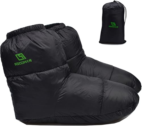 AUDIFU Botines de plumón, calcetines cálidos ultraligeros para dormir, para camping, mochileros, saco de dormir para campamento, tienda de campaña,