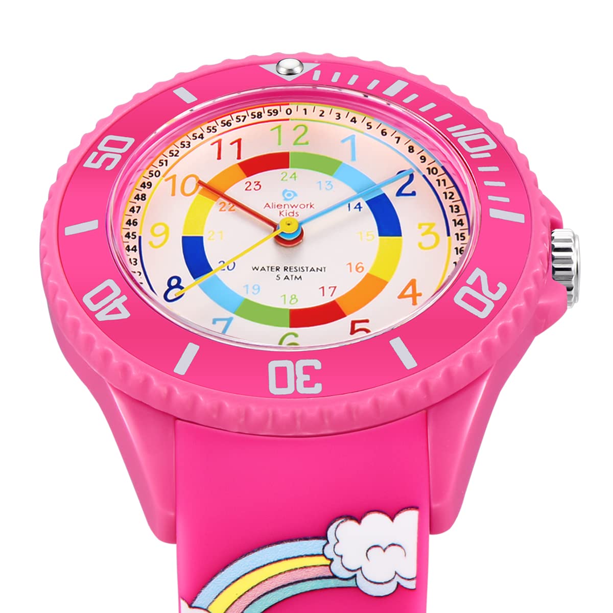 Alienwork Kids Orologio di Apprendimento Bambini Ragazzi Ragazze Tempo di Apprendimento Impermeabile 5 ATM