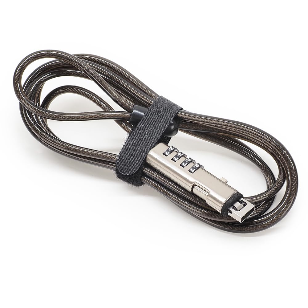 Waytex Câble Antivol PC à Code pour Prise USB, Câble de Sécurité Verrouillable pour Ordinateur Portable, PC, Mac sans Slot de sécurité - Longueur 1,90m