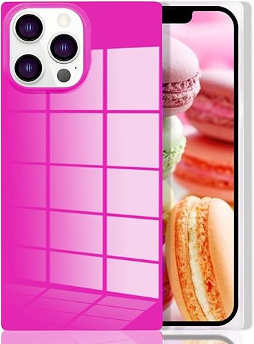 Omorro Funda cuadrada compatible con iPhone 15 Pro Max para mujer, diseño de fluorescencia brillante, flexible, suave, delgada, de gel de goma TPU,