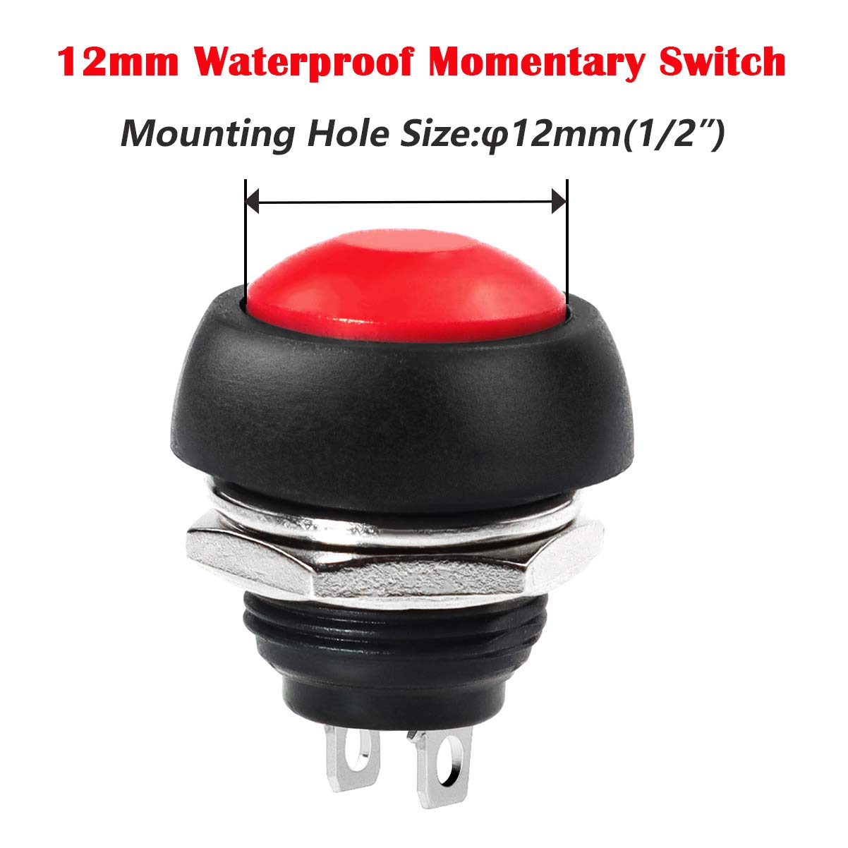 QWORK® 24 Pezzi Interruttore Pulsante Momentaneo 16MM 3A 250V CA A