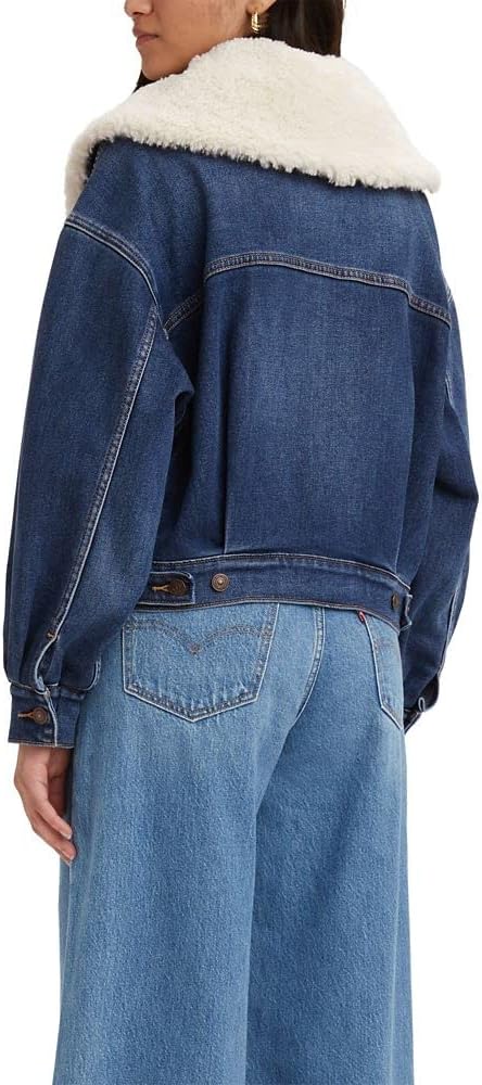 Levi's Women's Premium Warm Baby Bubble Trucker, (New) Dark Indigo