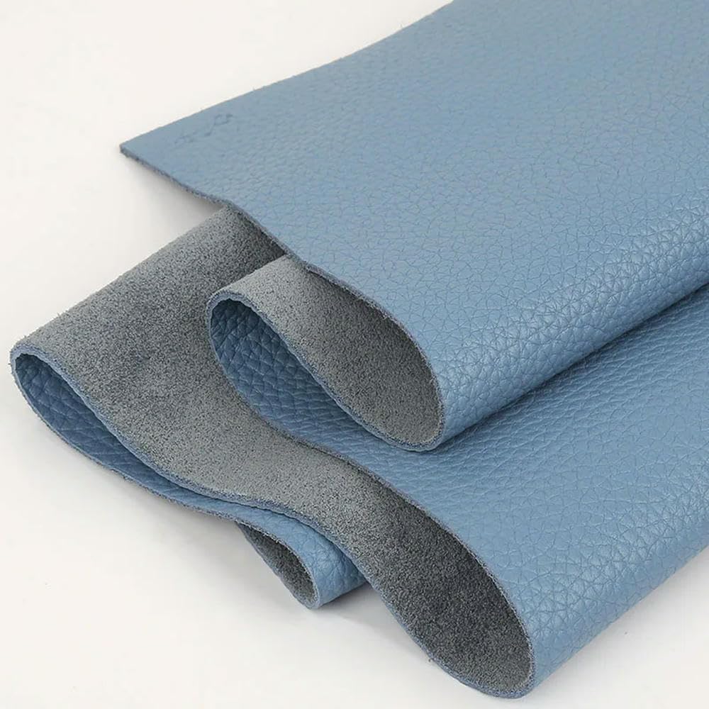 本革生地 DIY 植物タンニンなめし牛革 スカイブルー 複数サイズ 2mm(30x30cm)