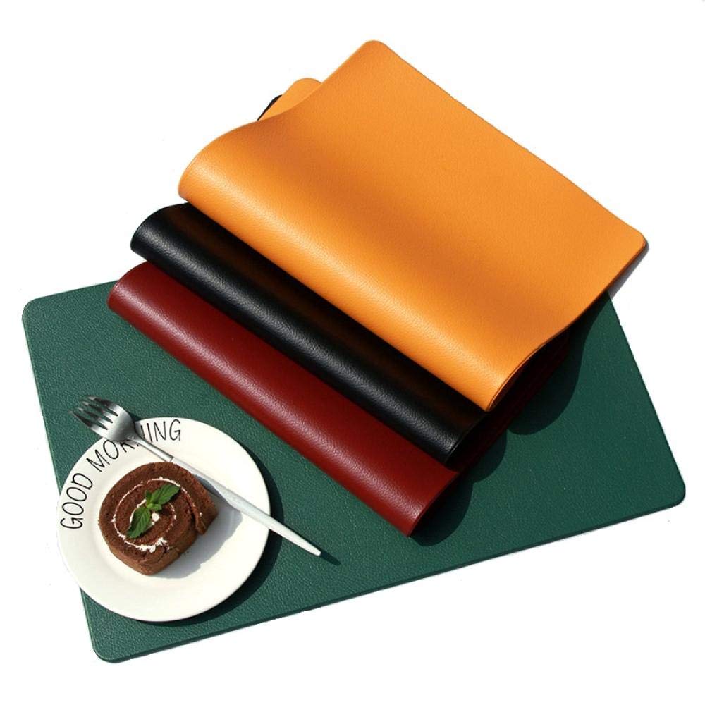 HUA&YUAN Leather Placemats for Dining Table Set of 2 Faux Large PU Place Mats and Coasters for Kitchen of Home Washable/Waterproof/Wipeable/Non Slip/Stain & Heat Resistant Table Mat Green…