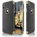 LOHASIC for iPhone X Case, Premium Leather Slim Luxury Soft Back Cover Flexible Full Body Frame Non-Slip Shockproof Case Compatible with iPhone Xs - Black