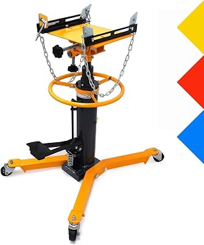 Hydraulic Transmission Jack, 34" - 70" Adjustable Height Telescoping Transmission Hydraulic Garage/Shop 1100 lbs/ 0.5 Ton 2 Stage Hydraulic 360 Swivel Wheel Lift Hoist for Car Lift Yellow