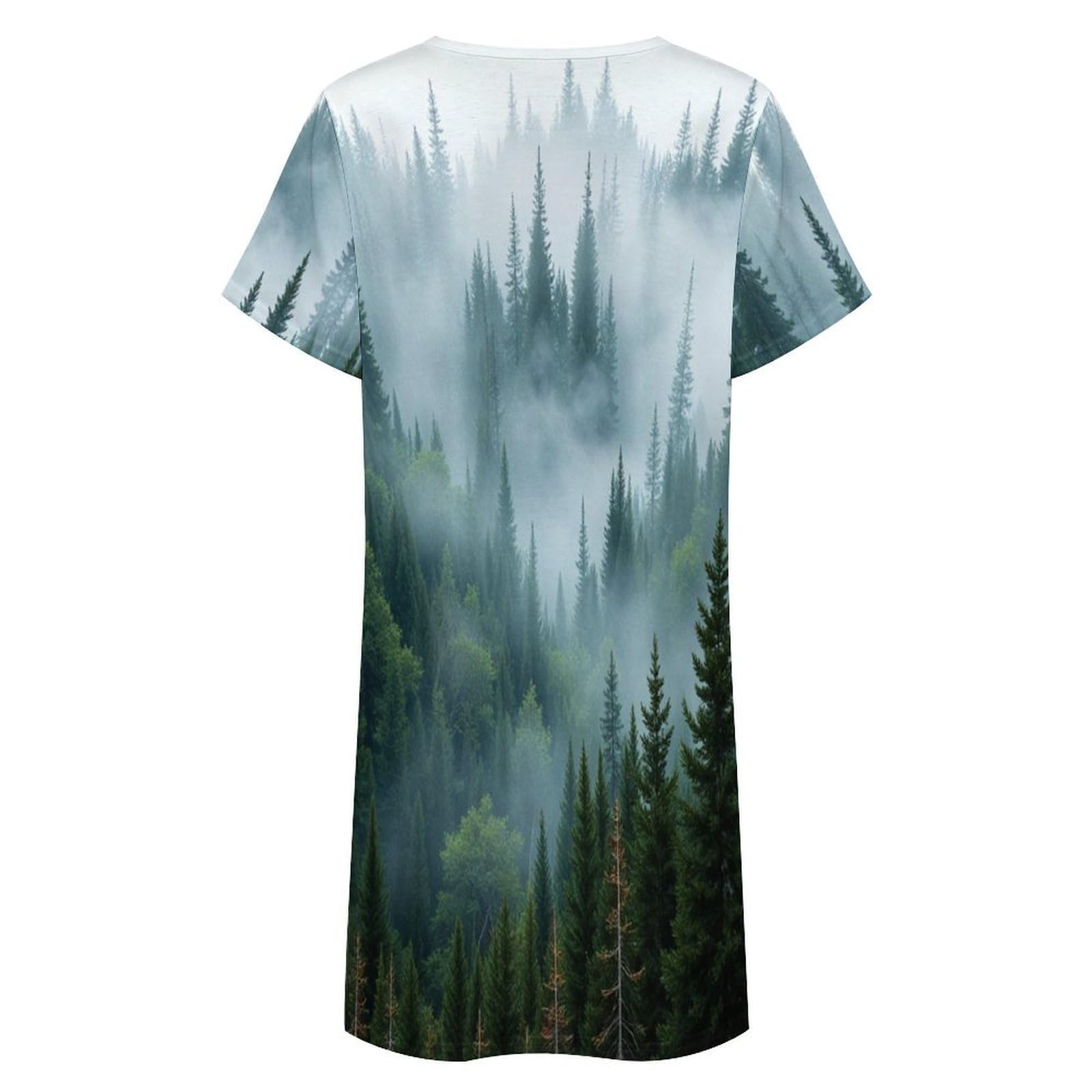 Camisones De Mujer - Bosque Verde Camisón De Manga Corta para Estar En Casa Tallas S-3Xl Holgado Largo Suave para El Verano.