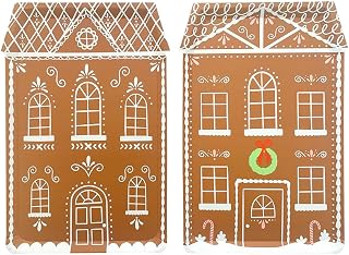 Daydream Society Baking Spirits Bright - Large Plates - Tall Gingerbread House Design - Pack of 8 Paper Plates - For Birthdays, Holidays and more