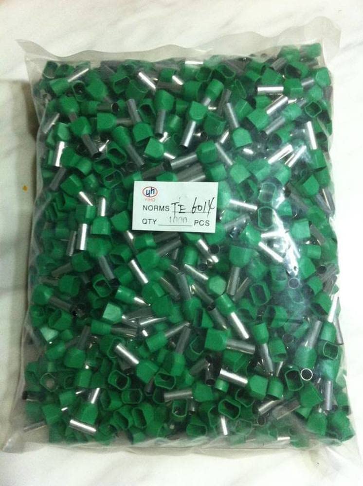 TE6014 Twin Dual Entry Wire Bootlace Ferrules 2 X 6.0mm2 14.0mm Pin Length for 2 X 10 AWG