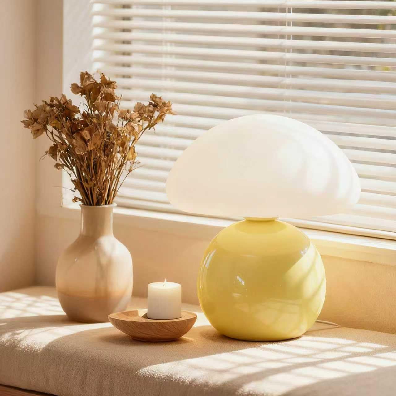Yellow Mushroom lamp dimmable Modern Bedside lamp - Small Bedside Table lamp/Table lamp, Suitable for Soft countertop Lighting of Bedroom Bedside Tables and desks