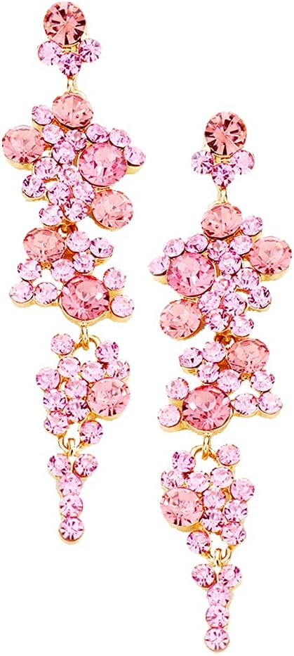 Rosemarie Collections Women's Stunning Crystal Rhinestone Statement Bubble Dangle Earrings, 3.25"