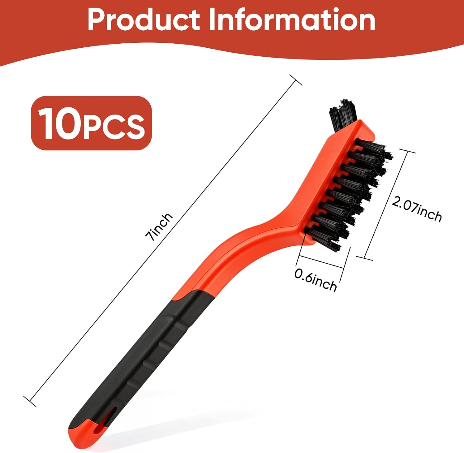 10PCS Nylon Cleaning Brushes for Tight Spaces, Non Scratch Detail Cleaning Brush Set for Window Tracks, Kitchen, Bathroom, Keyboard, Car Detailing & Household Cleaning image 2
