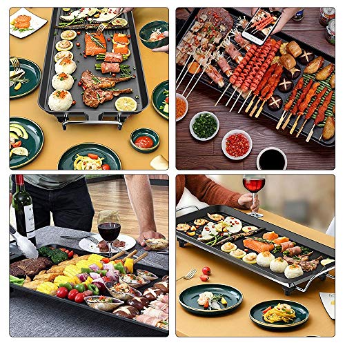 SEAAN Electric Teppanyaki Griddle Grill Indoor Non-Stick Table Top BBQ Grill Smokeless with 5-Level Temperature Control,for 1-4 People (19\'\'x11\'\')