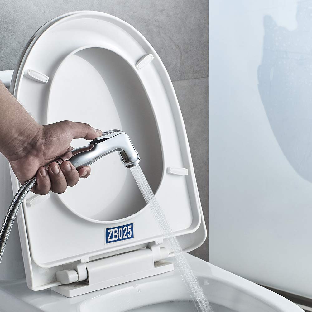 Ibergrif M22005 - Valvola da Angolo a Due Uscite con Doccetta, Supporto e Flessibile per WC, Rubinetto Arresto, Cromo