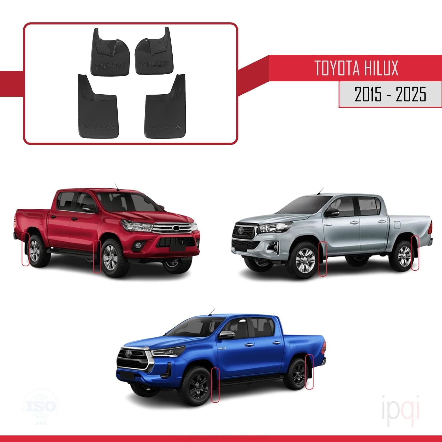 RE&AR Tuning Osłona przeciwbryzgowa do Toyota Hilux przód + tył zestaw 4-częściowy