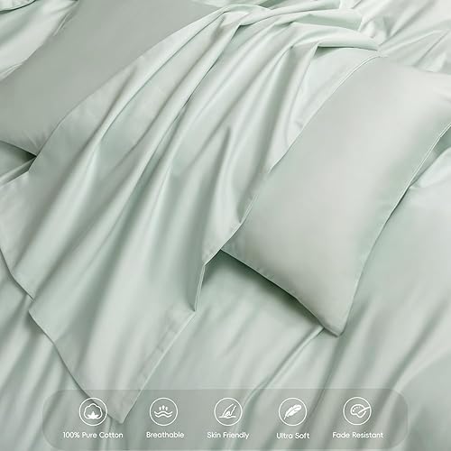 Miniatura 94 de MooMee Queen Duvet Cover Set, 100% Extra Long Staple Cotton 600 Thread Count Sateen Silky Soft Breathable Durable Luxury Hotel Quality Bedding Set