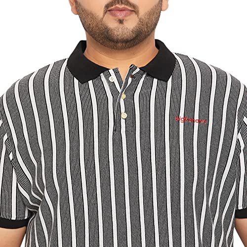 Bigbanana Plus Size Men's Regular Fit Striped Polo Tshirt