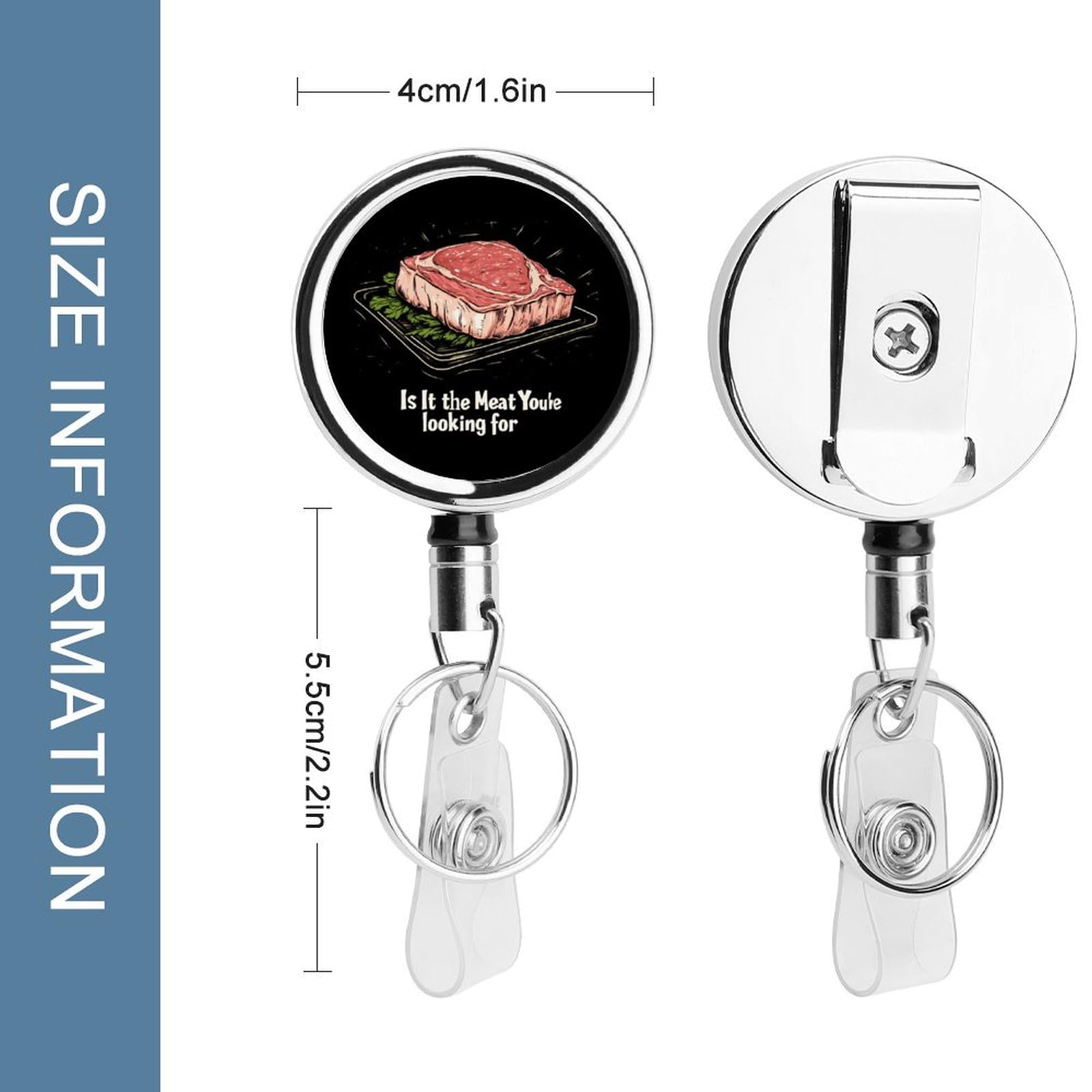 is It Meat Youre Looking for Retractable Badge Holder Metal ID Name Holder Key Ring with Belt Clip