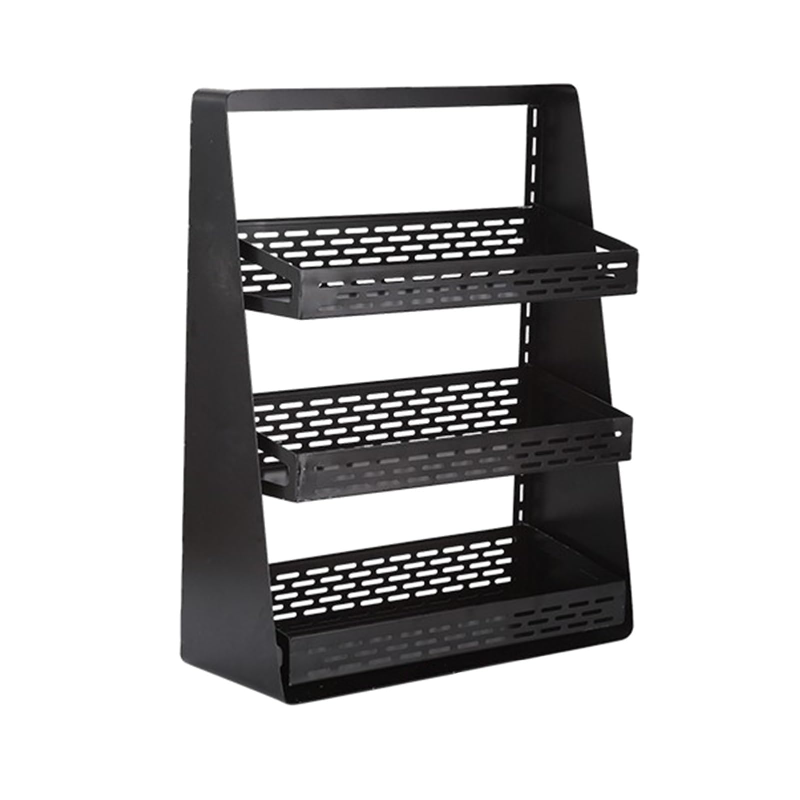 FixtureDisplays 3-Tier Metal Market Basket Rack - 11x11x47.6 Inch Black Display Stand
