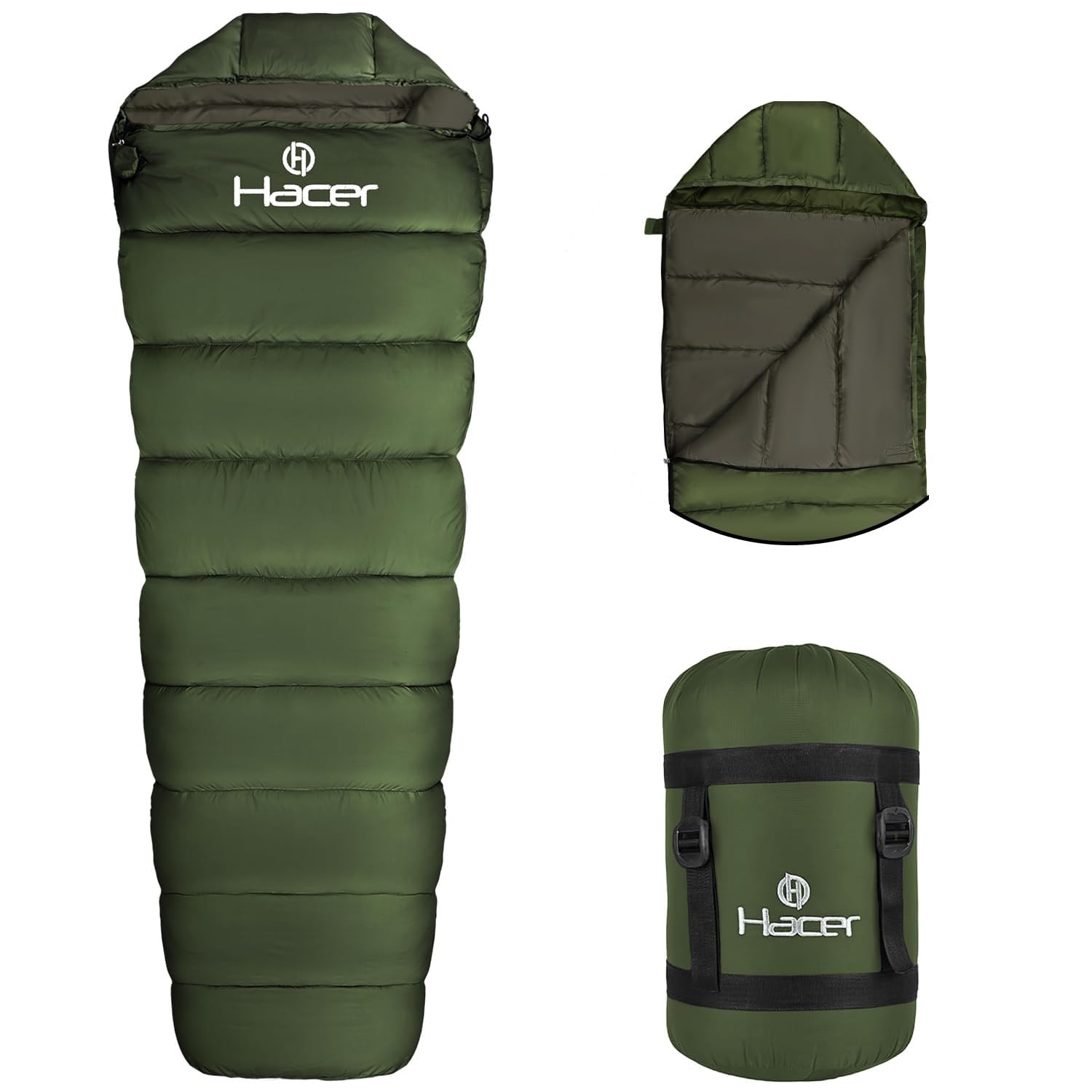 Hacer Camping Sleeping Bag +7° to +15° Open Comforter & Mattress Winter 190T Polyester Nylon Lining Hiking Adventure Trekking Bags for Travelling Adults Baby Men & Women (Military Green) (B0DG2VY2JQ) Amazon Price History, Amazon Price Tracker