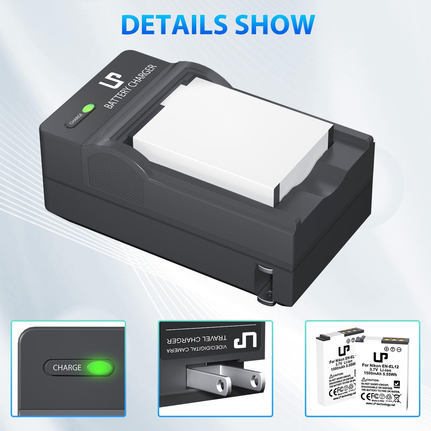 BM 2 EN-EL12 Batteries And Charger For Nikon Coolpix A1000 B600 W300